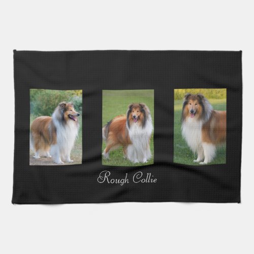 Rough Collie dog lovers custom kitchen towel