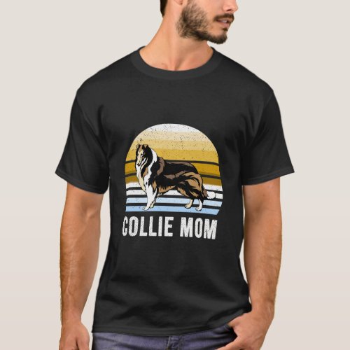 Rough Collie Dog Mom Vintage Retro Gift T_Shirt