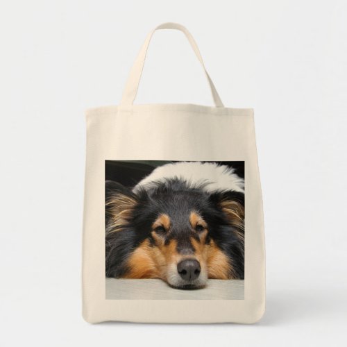 Rough collie dog nose beautiful grocery tote bag