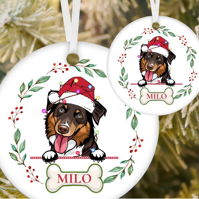 Rough Collie Dog Personalized Christmas Gift Ceramic Ornament (Creator Uploaded)
