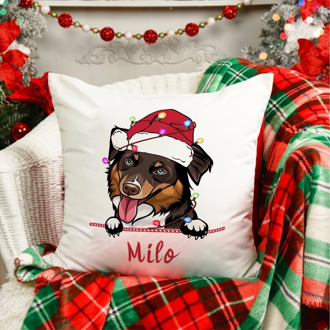 Rough Collie Dog Personalized Christmas Gift Throw Pillow (Creator Uploaded)