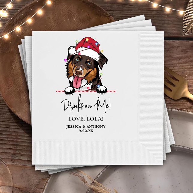 Rough Collie Dog Personalized Drinks on Me Napkins (Creator Uploaded)
