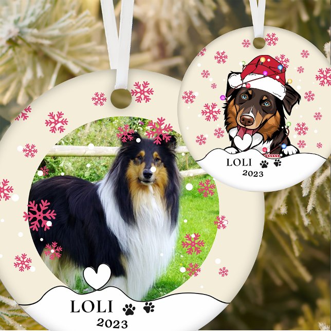 Rough Collie Dog Personalized Hand Drawing Ceramic Ornament (Creator Uploaded)