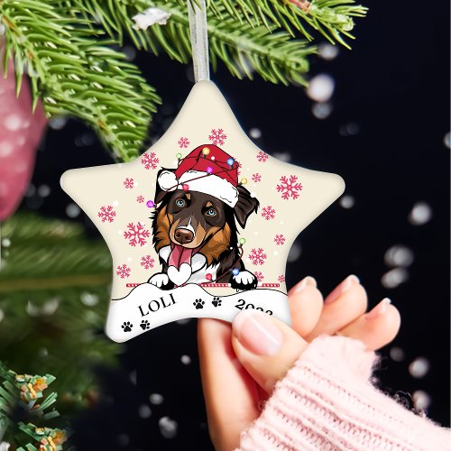 Rough Collie Dog Personalized Hand Drawing Ceramic Ornament