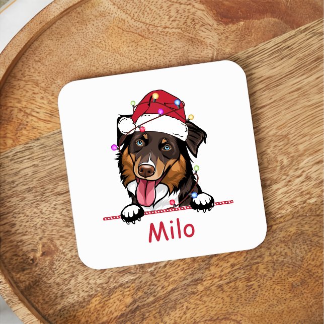 Rough Collie Dog Personalized Hand Drawing Square Paper Coaster (Creator Uploaded)