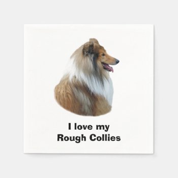 Rough Collie Dog Portrait Photo Paper Napkins by dogzstore at Zazzle