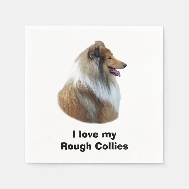 Rough Collie dog portrait photo Paper Napkins (Front)