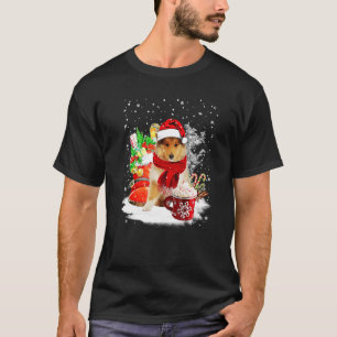 Rough Collie Dog Santa Christmas Winter Cup T-Shirt
