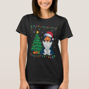 Rough Collie Dog Santa Hat Men Women Kids Xmas Tre T-Shirt