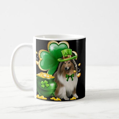 Rough Collie Dog Shamrock Irish Saint St Patrick D Coffee Mug
