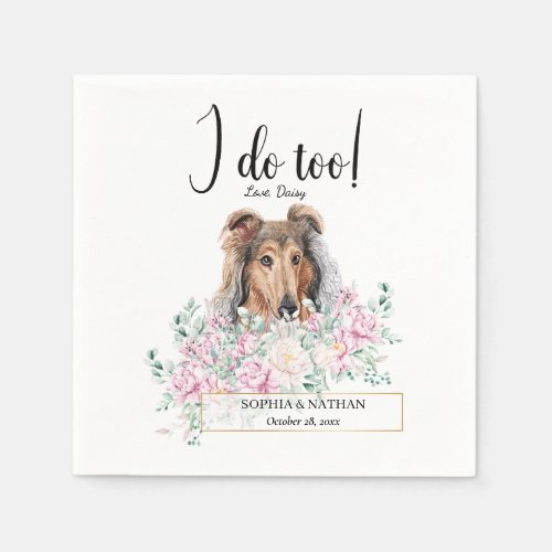 Rough Collie Dog Wedding Cocktail Napkins