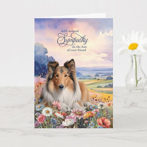 Rough Collie Dog with Wildflowers Pet Sympathy
