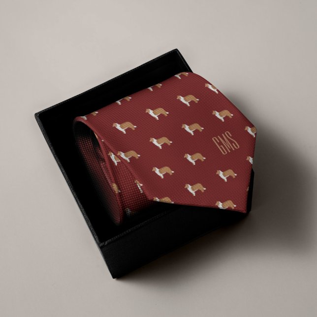 Rough Collie Dogs Pattern Monogrammed Neck Tie (Creator Uploaded)