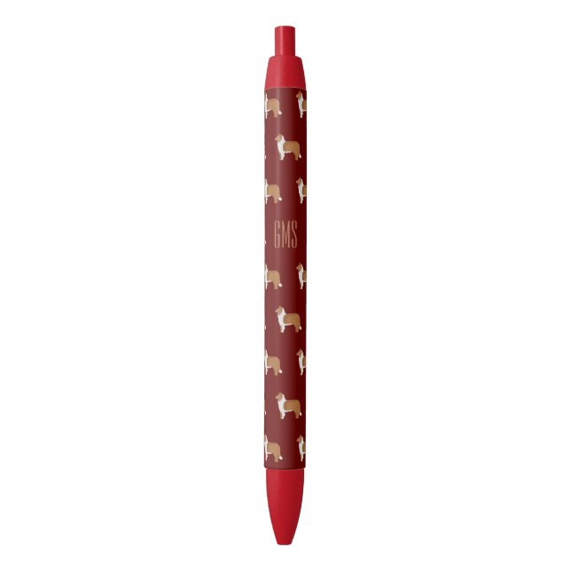 Rough Collie Dogs Pattern Monogrammed Pen (Front Vertical)