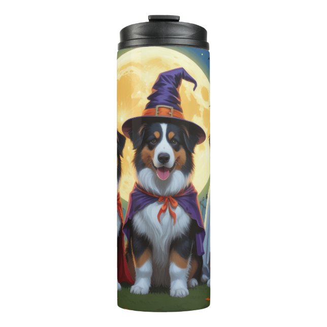 Rough Collie Dogs Pumpkin Halloween Funny Thermal Tumbler (Front)