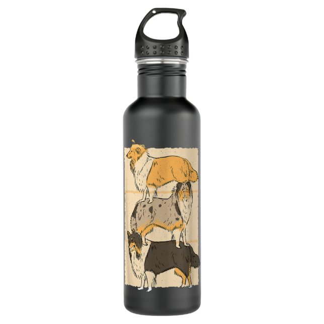 Rough Collie Dogs  Stainless Steel Water Bottle (Front)