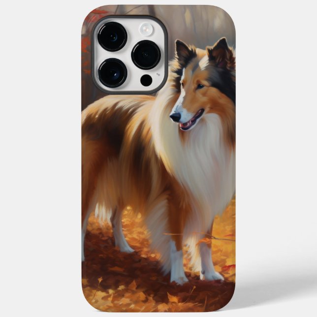 Rough Collie in Autumn Leaves Fall Inspire Case-Mate iPhone Case (Back)