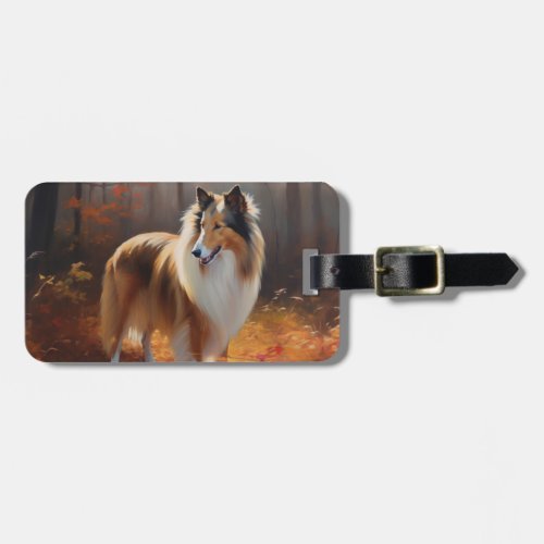 Rough Collie in Autumn Leaves Fall Inspire Luggage Tag