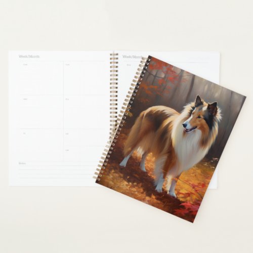Rough Collie in Autumn Leaves Fall Inspire Planner
