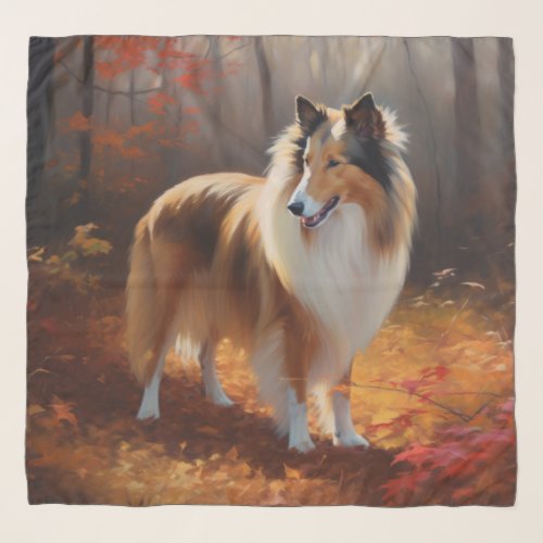 Rough Collie in Autumn Leaves Fall Inspire Scarf