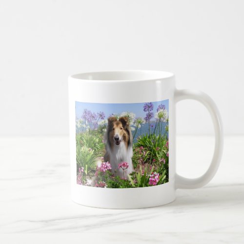 Rough Collie in Flowers Mug