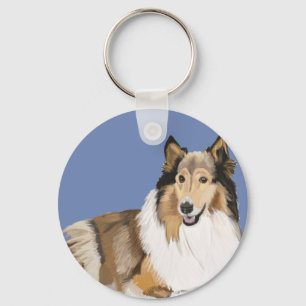 Rough Collie Keychain