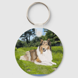 Rough Collie Keychain