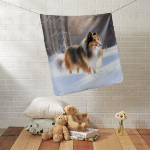 Rough Collie Let It Snow Christmas Baby Blanket