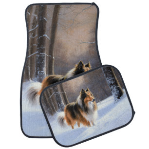 Rough Collie Let It Snow Christmas Car Floor Mat