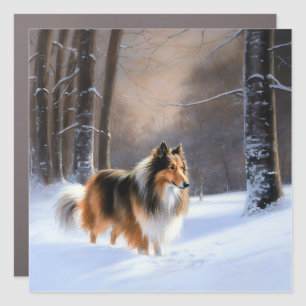 Rough Collie Let It Snow Christmas Car Magnet