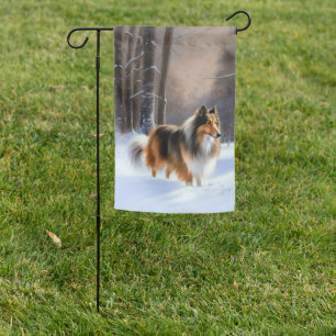 Rough Collie Let It Snow Christmas Garden Flag