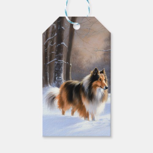 Rough Collie Let It Snow Christmas Gift Tags