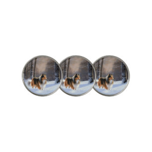 Rough Collie Let It Snow Christmas Golf Ball Marker