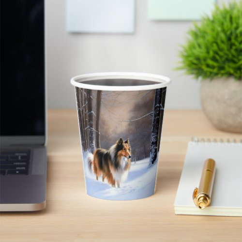 Rough Collie Let It Snow Christmas Paper Cups