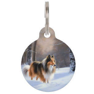 Rough Collie Let It Snow Christmas Pet ID Tag