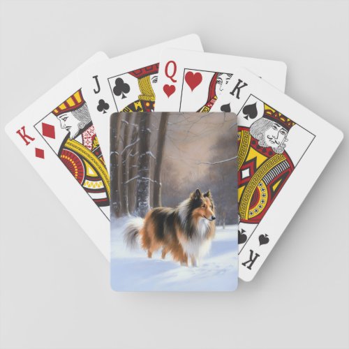 Rough Collie Let It Snow Christmas Playing Cards