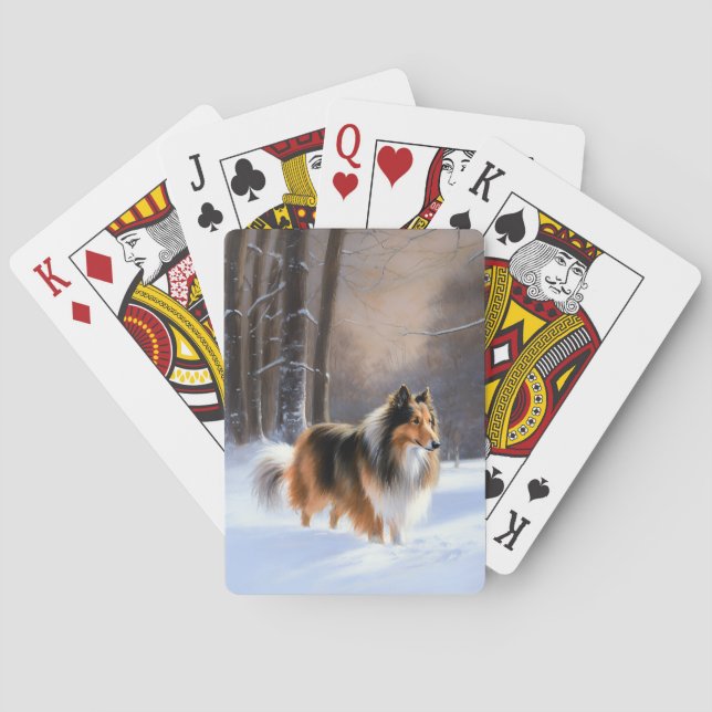 Rough Collie Let It Snow Christmas Poker Cards (Back)