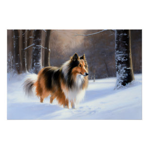 Rough Collie Let It Snow Christmas Poster
