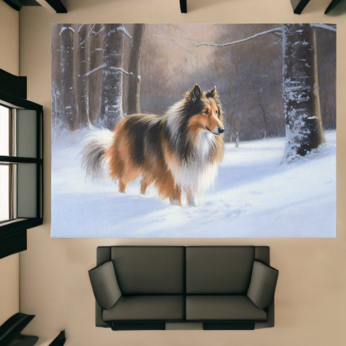 Rough Collie Let It Snow Christmas Rug