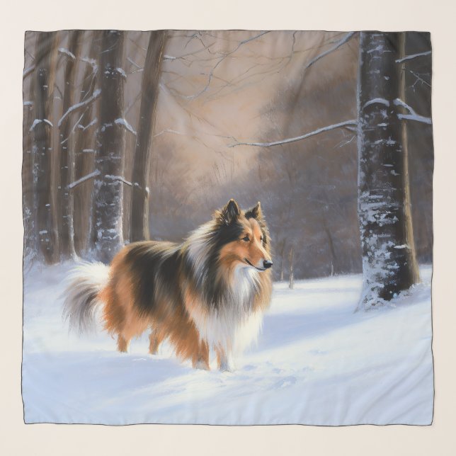Rough Collie Let It Snow Christmas Scarf (Front)