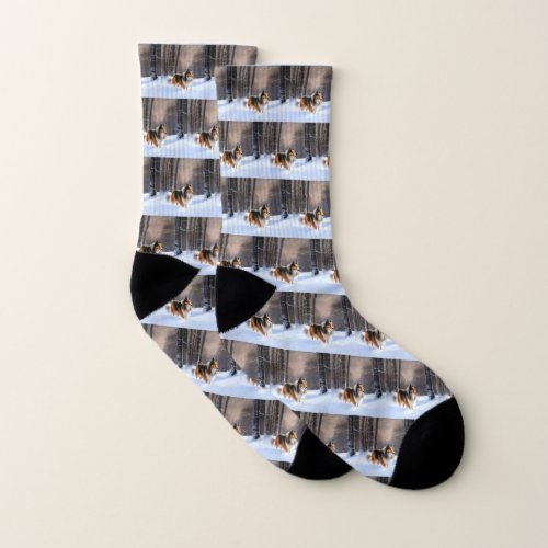 Rough Collie Let It Snow Christmas Socks