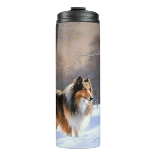 Rough Collie Let It Snow Christmas Thermal Tumbler