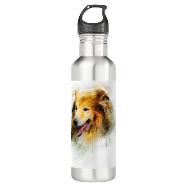 Rough Collie / Long-haired Collie Stainless Steel Water Bottle (Front)