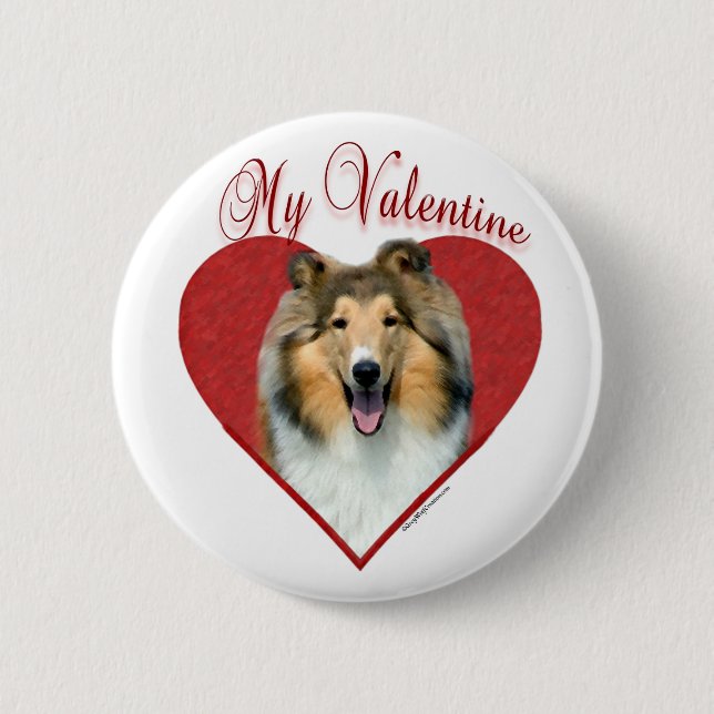 Rough Collie My Valentine - Button (Front)