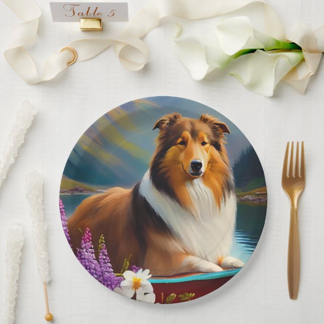 Rough Collie on a Paddle: A Scenic Adventure Paper Plates (Wedding)