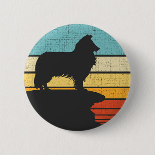 Rough Collie Owner Retro Vintage 60s 70s Dog Lover Button