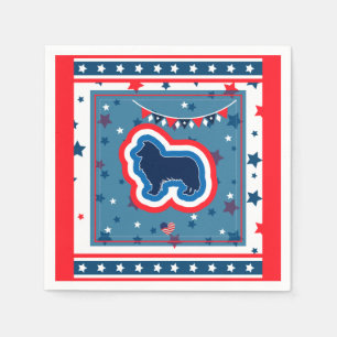 Rough Collie Patriotic Red White Blue 4th Of July Napkins