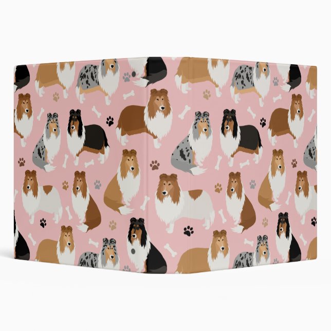 Rough Collie Paws and Bones 3 Ring Binder (Background)