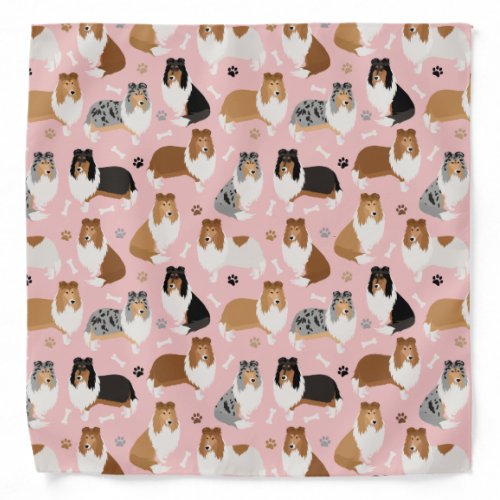 Rough Collie Paws and Bones Bandana