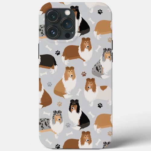 Rough Collie Paws and Bones iPhone 13 Pro Max Case